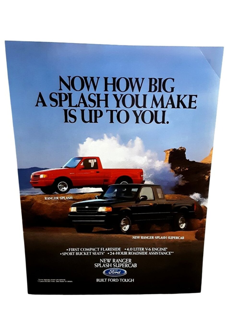 1994 Ford Ranger Splash SuperCab Vintage Magazine Print Ad Built Ford Tough